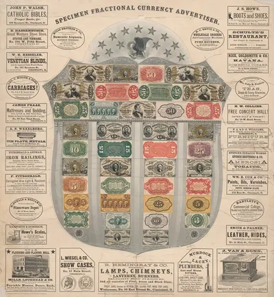 Specimen fractional currency advertiser by John Tanner & Co, 1867 — digital art print download
