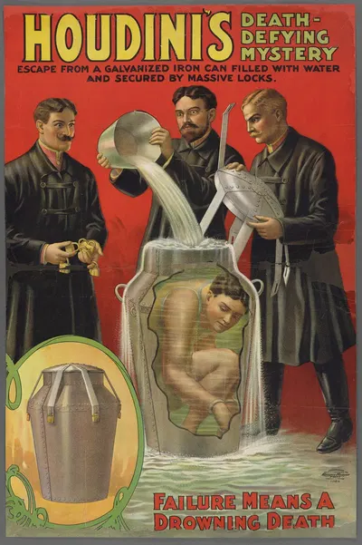 Harry Houdini's death-defying mystery, failure means a drowning death by Рассел, Морган и Ко, 1908 — digital art print…