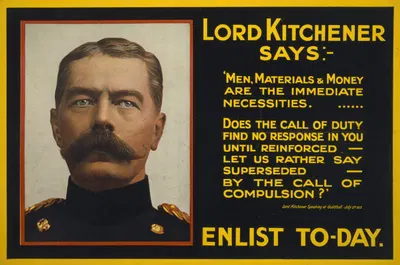 Lord Kitchener says; Enlist to-day by David Allen & Sons, 1915 — digital art print download