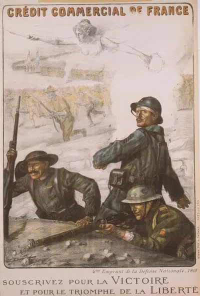 Crédit Commercial de France. 4ème Emprunt de la Défense Nationale-1918. Souscrivez pour la victoire et pour le triomphe de…