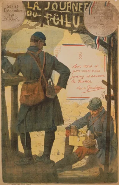La journée du Poilu. 25-26 décembre 1915. Avec vous et par vous, nous jurons de sauver la France. Léon Gambetta by Люсьен…