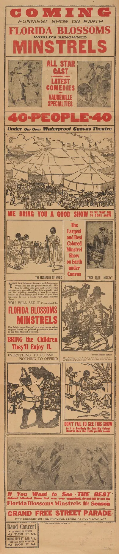Florida Blossoms Minstrels, 40-People-40 by Erie Litho Co. — digital art print download