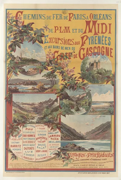Chemins de fer de Paris à Orléans – excursions aux Pyrénées et aux bains de mer du golfe de Gascogne by Eugène Bourgeois —…