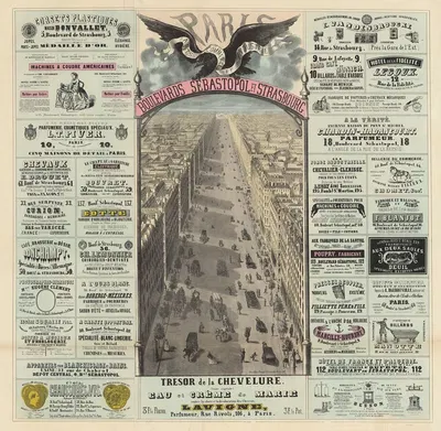 Paris, Boulevards Sébastopol et Strasbourg by Achille Belloguet, 1862 — digital art print download