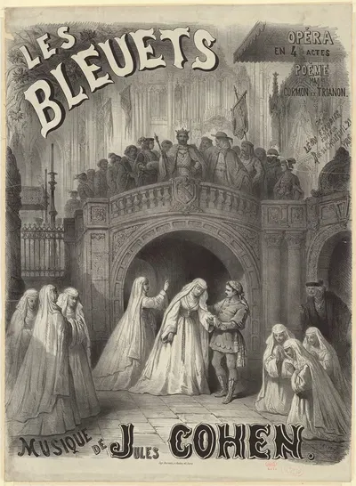 Les Bluets. Opéra en 4 actes. Poème de MMrs Cormon et Trianon. Musique de Jules Cohen by Анри Эми, 1867 — digital art print…
