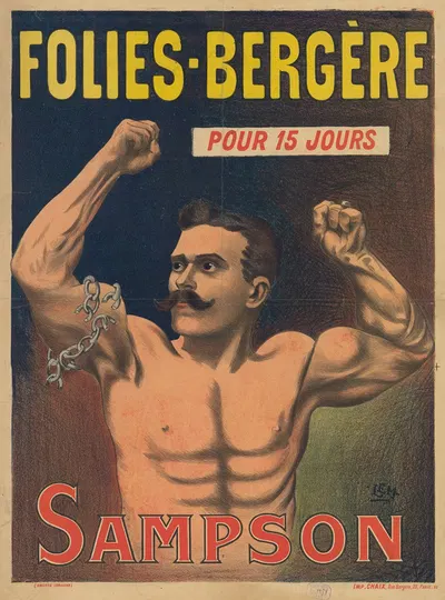 Folies-Bergère…Sampson by Imp. Chaix, 1899 — digital art print download