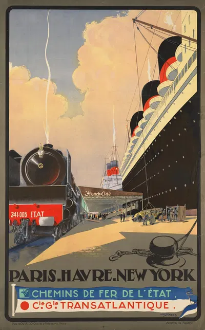 Paris-Havre-New York by Albert Sébille, 1920-1930 — digital art print download