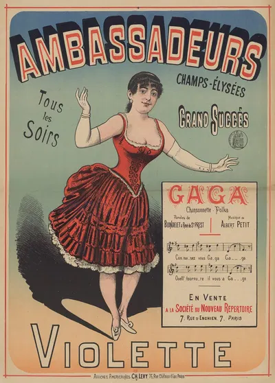 Ambassadeurs. Champs-Élysées. Violettte by Imp. Charles Lévy, 1884 — digital art print download