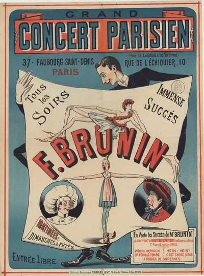 Grand Concert Parisien, 37 Faubourg Saint-Denis, Paris… Tous les soirs, F. Brunin by Imp. Charles Lévy, 1884 — digital art…