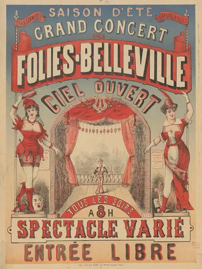 Saison d'été. Grand concert des Folies-Belleville… Ciel ouvert by Imp. Charles Lévy, 1880 — digital art print download