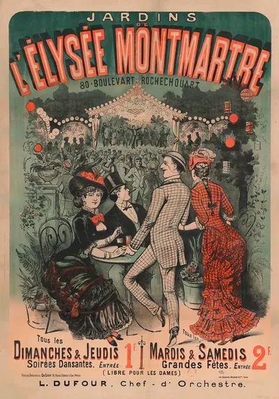 Jardins de l'Elysée Montmartre by Imp. Delanchy & Cie, 1886 — digital art print download