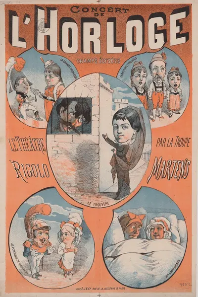 Concert de l'Horloge. Le Théâtre rigolo par la troupe Martens by Имп. Эмиль Леви, 1879 — digital art print download