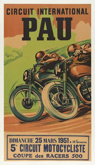 Circuit international de Pau by André Bermond, 1951 — digital art print download