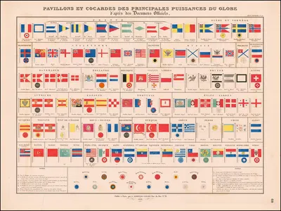 Pavillons Et Cocardes Des Principales Puissances Du Globe d'apres des Documens Officiels by Ж. Андриво-Гужон, 1850 —…