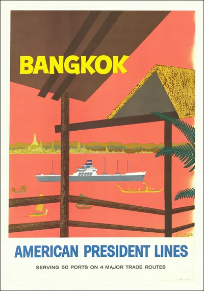 Bangkok – American President Lines by J. Clift, 1958 — digital art print download