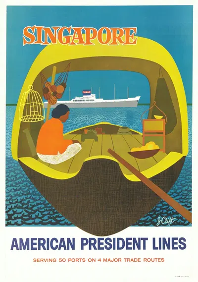 Singapore – American President Lines by J. Clift, 1958 — digital art print download