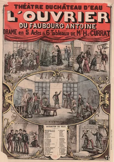 Théâtre du Chateau d'eau. L'ouvrier du faubourg Antoine by Léon Sault, 1880 — digital art print download