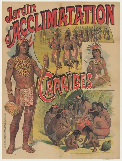 Jardin d'Acclimatation. Caraïbes by lith. Henry Sicard & Farradesche, 1892 — digital art print download
