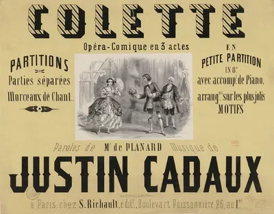 Colette. Opéra-comique en 3 actes… Paroles de Mr de Planard. Musique de J. cadaux by Victor Coindre, 1853 — digital art…