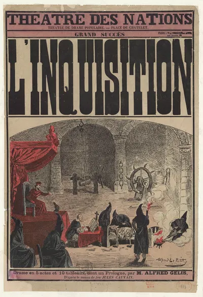 Théatre des Nations… Place du Chatelet… L'inquisition by Зют (Альфред Ле Пети), 1880 — digital art print download