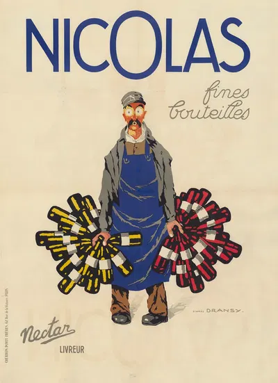 Nicolas fines bouteilles. Nectar, livreur by Dransy, 1934 — digital art print download