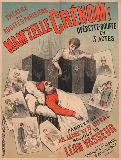 Théatre des Bouffes-Parisiens. Mam'zelle Crénom ! Opérette-bouffe en 3 actes by Эдвард Анкур, 1890 — digital art print…