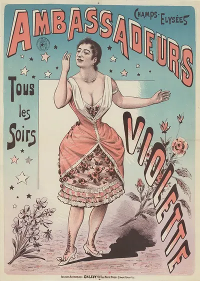 Ambassadeurs, Champs-Élysées. Violette. Tous les soirs by Imp. Charles Lévy, 1890 — digital art print download