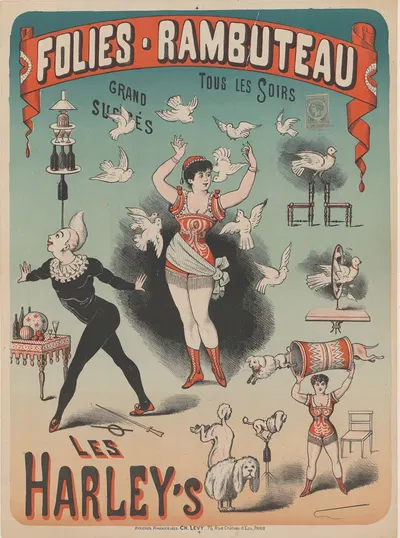 Folies-Rambuteau… Les Harley's by Imp. Charles Lévy, 1882 — digital art print download