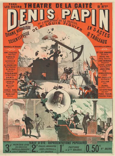 Théâtre de la Gaîté. Denis Papin ou l'invention de la vapeur. Drame historique et scientifique de Mr Louis Figuier, en 5…