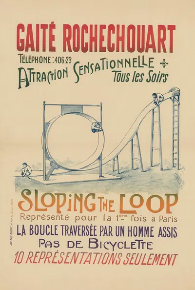 Gaité Rochechouart… Attraction exceptionnelle, tous les soirs… Sloping the Loop by Имп. Поль Дюпон, 1903 — digital art…