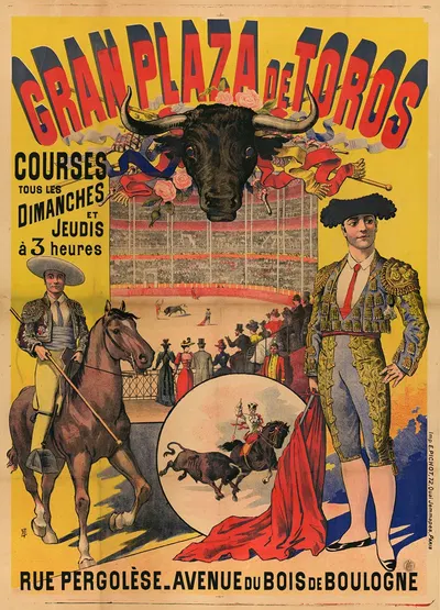Gran plaza de toros – courses tous les dimanches by Imp. Pichot, 1890-1914 — digital art print download