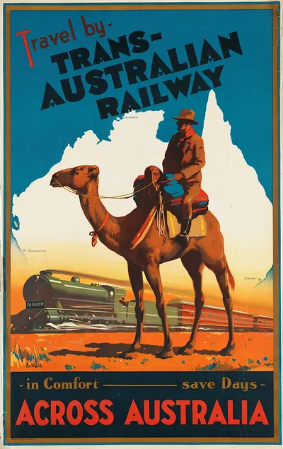 Travel by Trans-Australian Railway across Australia by James Northfield, 1930 — digital art print download