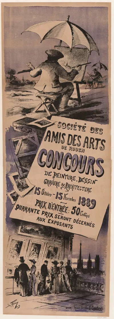 Société des amis des Arts de Rouen. Concours de peinture, dessin, gravure & architecture, 15 octobre – 15 novembre 1889 by…