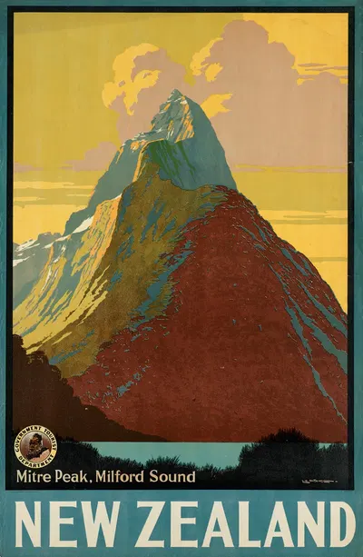 New Zealand. Mitre Peak, Milford Sound by Leonard Cornwall Mitchell — digital art print download