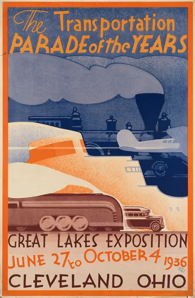 The transportation parade of the years. Great Lakes Exposition, June 27 to October 4, 1936, Cleveland, Ohio by Leslie…