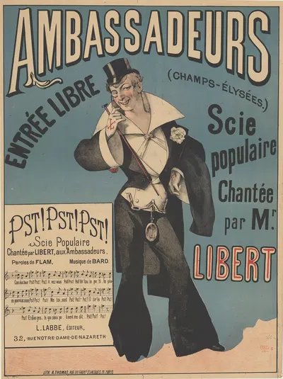 Ambassadeurs. Pst! Pst!, scie populaire chantée par M. Libert by Lith. A. Thomas, 1895 — digital art print download