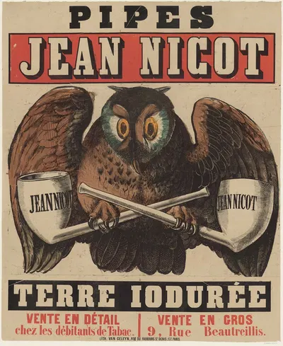 Pipes Jean Nicot, terre iodurée by Lith. Van Geleyn, 1859 — digital art print download