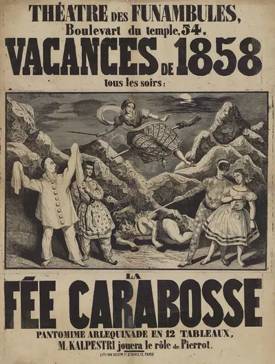 Théâtre des Funambules, vacances de 1858. Fée Carabosse by Lith. Van Geleyn, 1858 — digital art print download