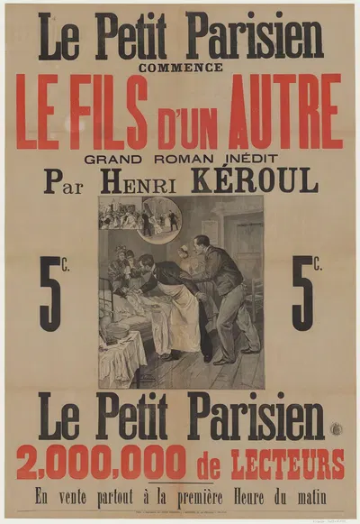 Le Petit Parisien commence Le fils d'un autre, grand roman inédit par Henri Kéroul by Тони Бельтран, 1895 — digital art…