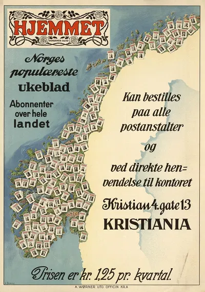 Hjemmet – Norges populæreste ukeblad, abonnenter over hele landet by A. Wørner lito — digital art print download