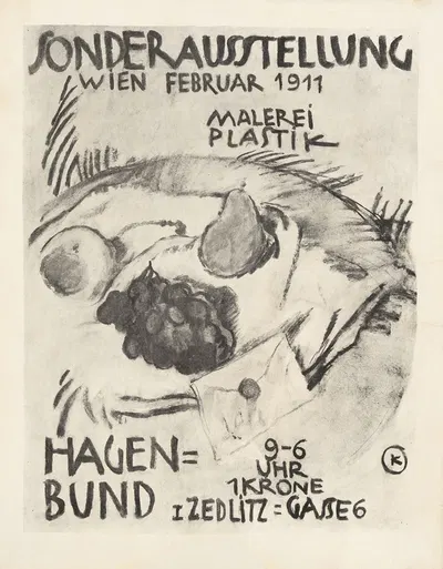 Plakat der Sonderausstellung für Malerei und Plastik im Wiener Hagenbund Februar 1911 by Антон Колиг, 1911 — digital art…