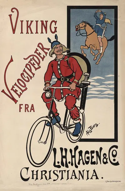 Viking Velocipeder fra L.H. Hagen & Co. Christiania. by Август Берг, 1898 — digital art print download