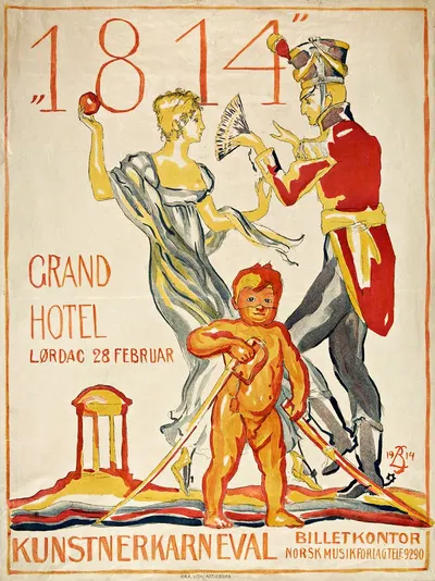 '1814'; Kunstnerkarneval by Brynjulf Larsson, 1914 — digital art print download