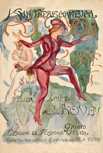 Kunstnerkarneval ; As You like it, eller Livet i Skoven by Brynjulf Larsson, 1913 — digital art print download