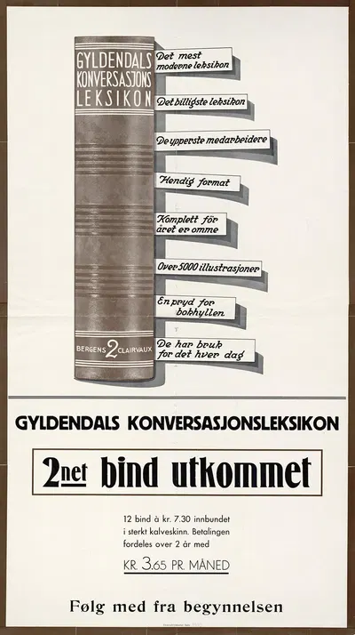 Gyldendals konversasjonsleksikon ; 2net bind utkommet by Centraltrykkeriet Oslo, 1933 — digital art print download