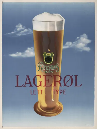 Ringnes lagerøl lett type by Copia, lito, 1930 — digital art print download