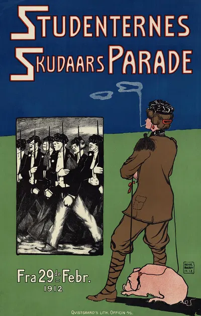 Studenternes skudaarsparade by Хенрик Бакер, 1912 — digital art print download