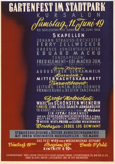 Gartenfest im Stadtpark Kursalon, 11. Juni 1949 by Дж. Вайнер, 1949 — digital art print download