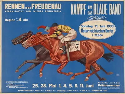 Rennen in der Freudenau – Kampf um das Blaue Band, 11. Juni 1933 by Дж. Вайнер, 1933 — digital art print download