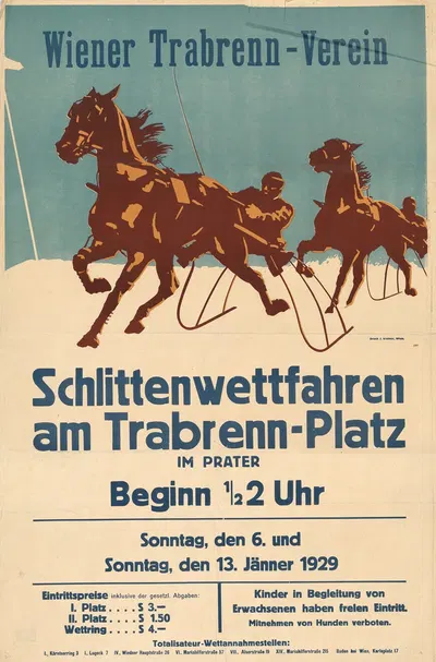 Schlittenwettfahren am Trabrenn-Platz im Prater, 6. und 13. Jänner 1929 by Дж. Вайнер, 1929 — digital art print download
